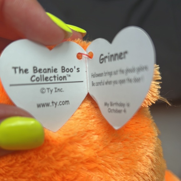Ty Beanie Boos Grinner the Ghoul.  Halloween “Trick or Treat” with Swing Tag - Picture 6 of 7
